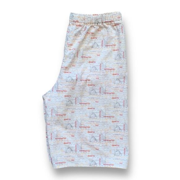 Handmade Shorts High Waisted Printed Math Formulas Geometry Calculus Cream Boxer - Picture 2 of 7
